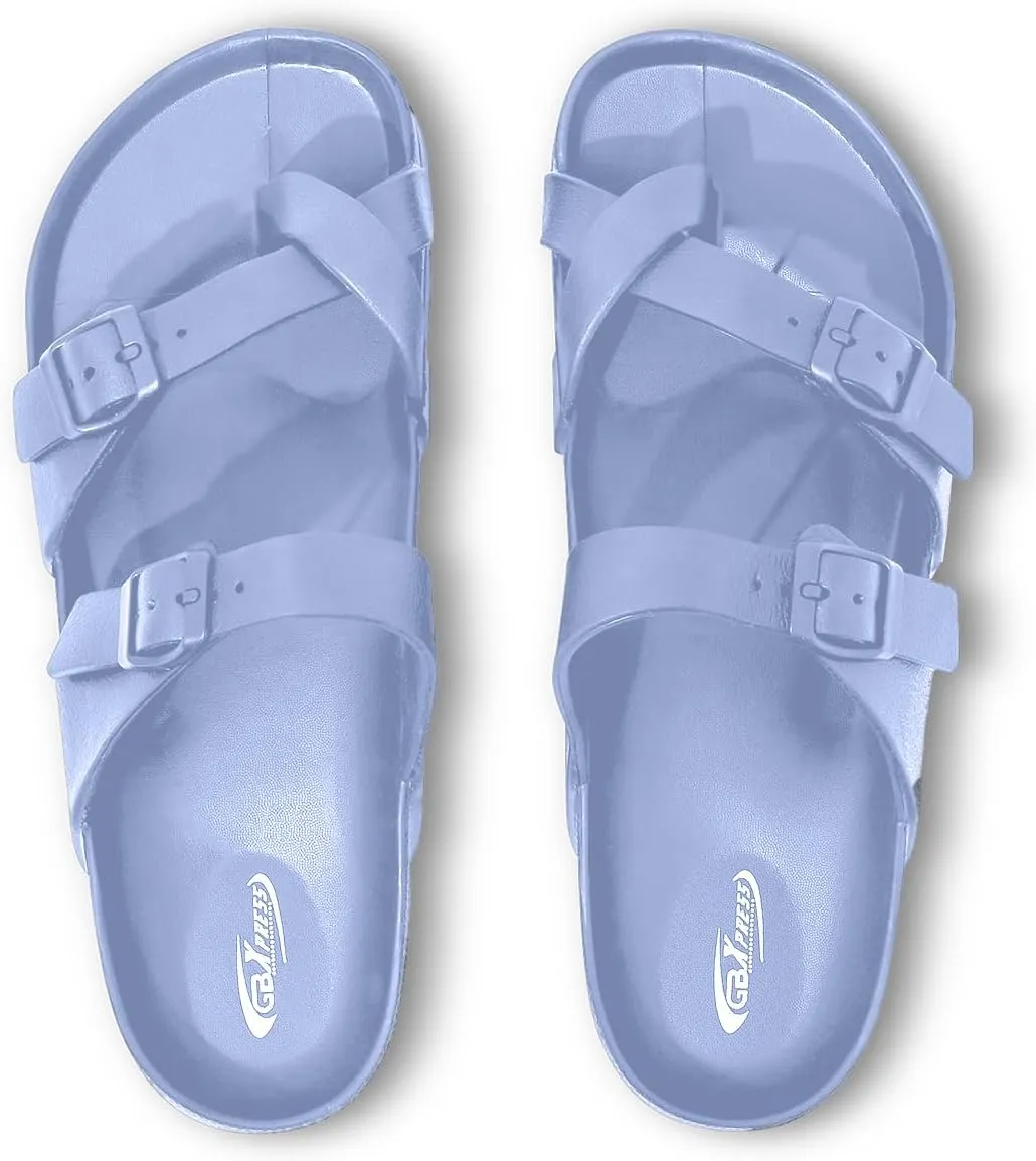Women's Platform Sandals - Arch Support, Comfortable Foam Slides with Adjustable Buckle, Lightweight Thick Soles | Ultra Cushion