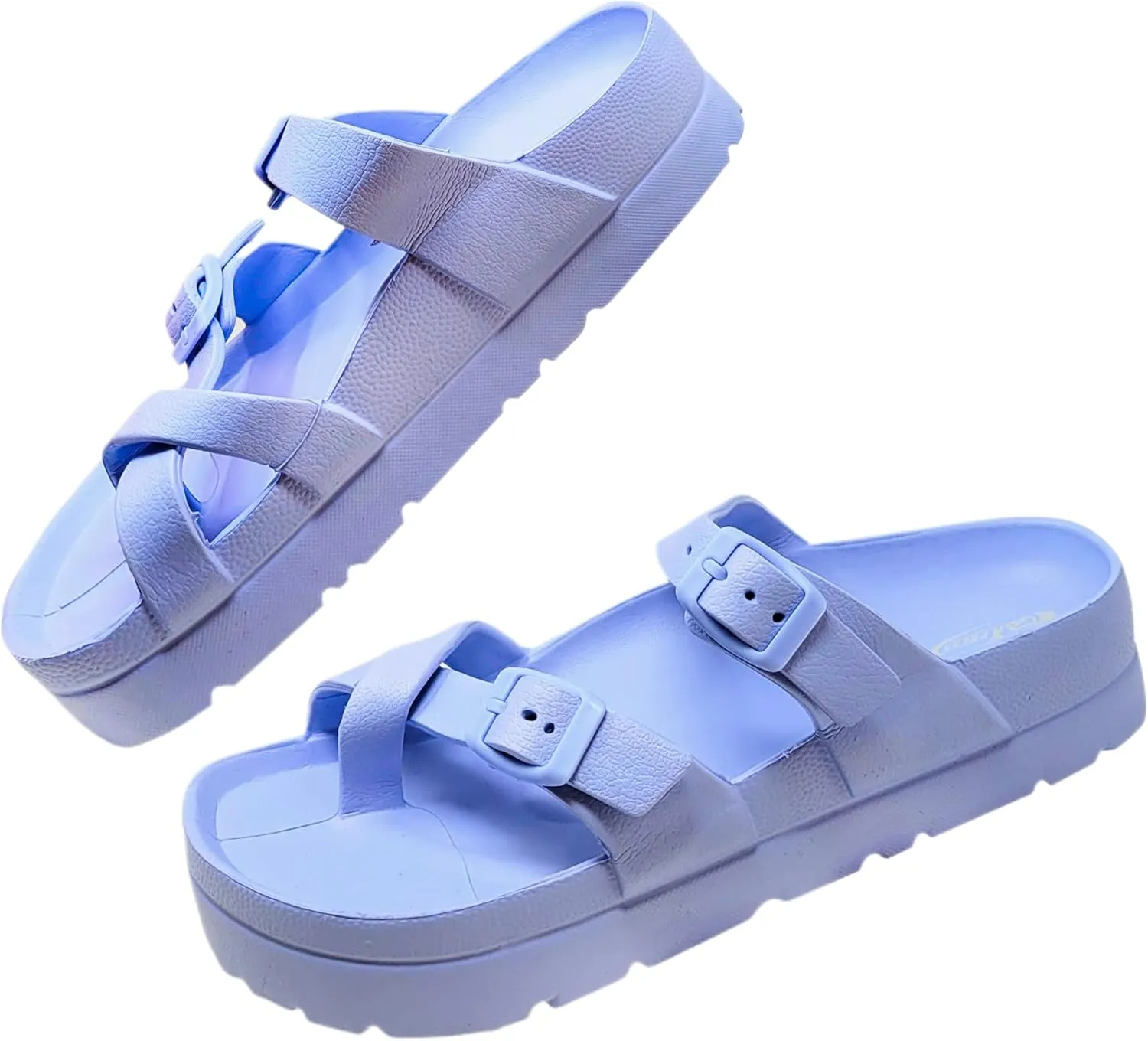 Women's Platform Sandals - Arch Support, Comfortable Foam Slides with Adjustable Buckle, Lightweight Thick Soles | Ultra Cushion