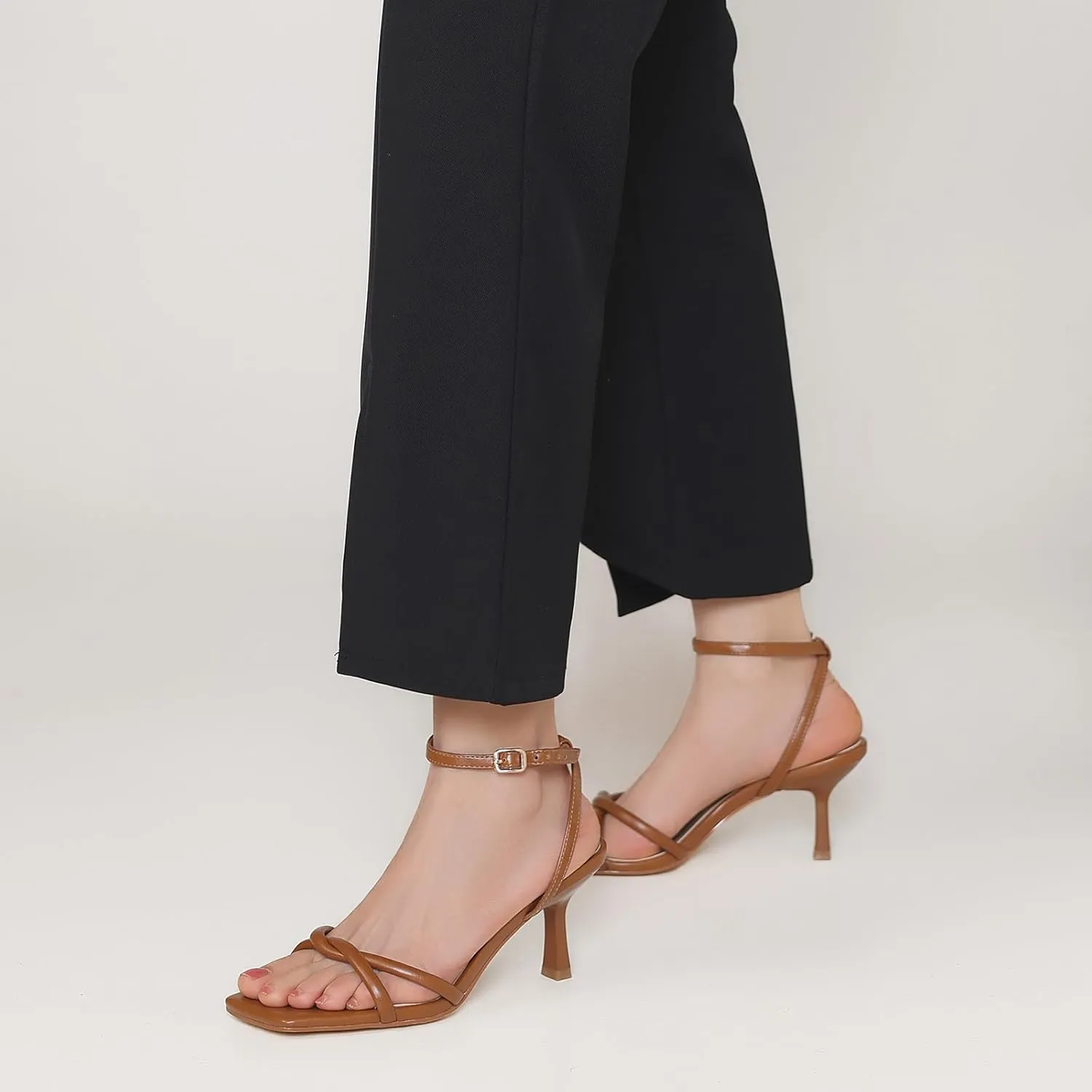 Women's Sandals Square Open Toe Kitten Heels Strappy Ankle Strap Sandals for Women Comfort Dress Party Shoes