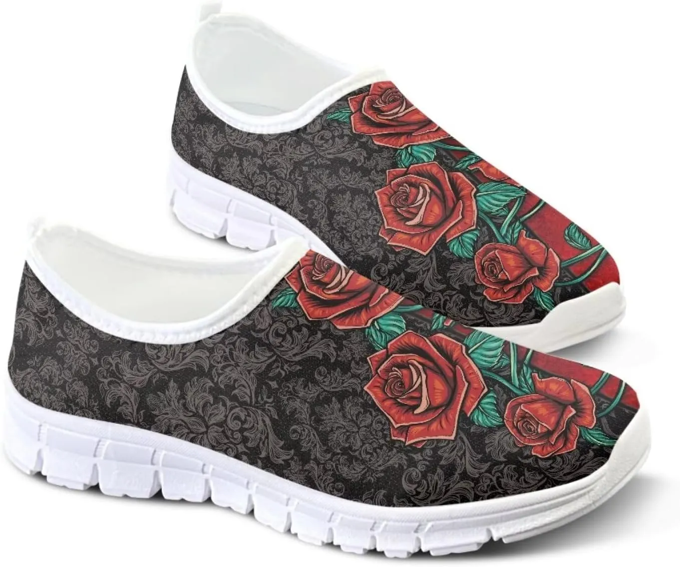 Womens Slip On Walking Shoes Non Slip Fashion Sneakers Breathable Workout Shoes Lightweight Gym Loafers White Sole