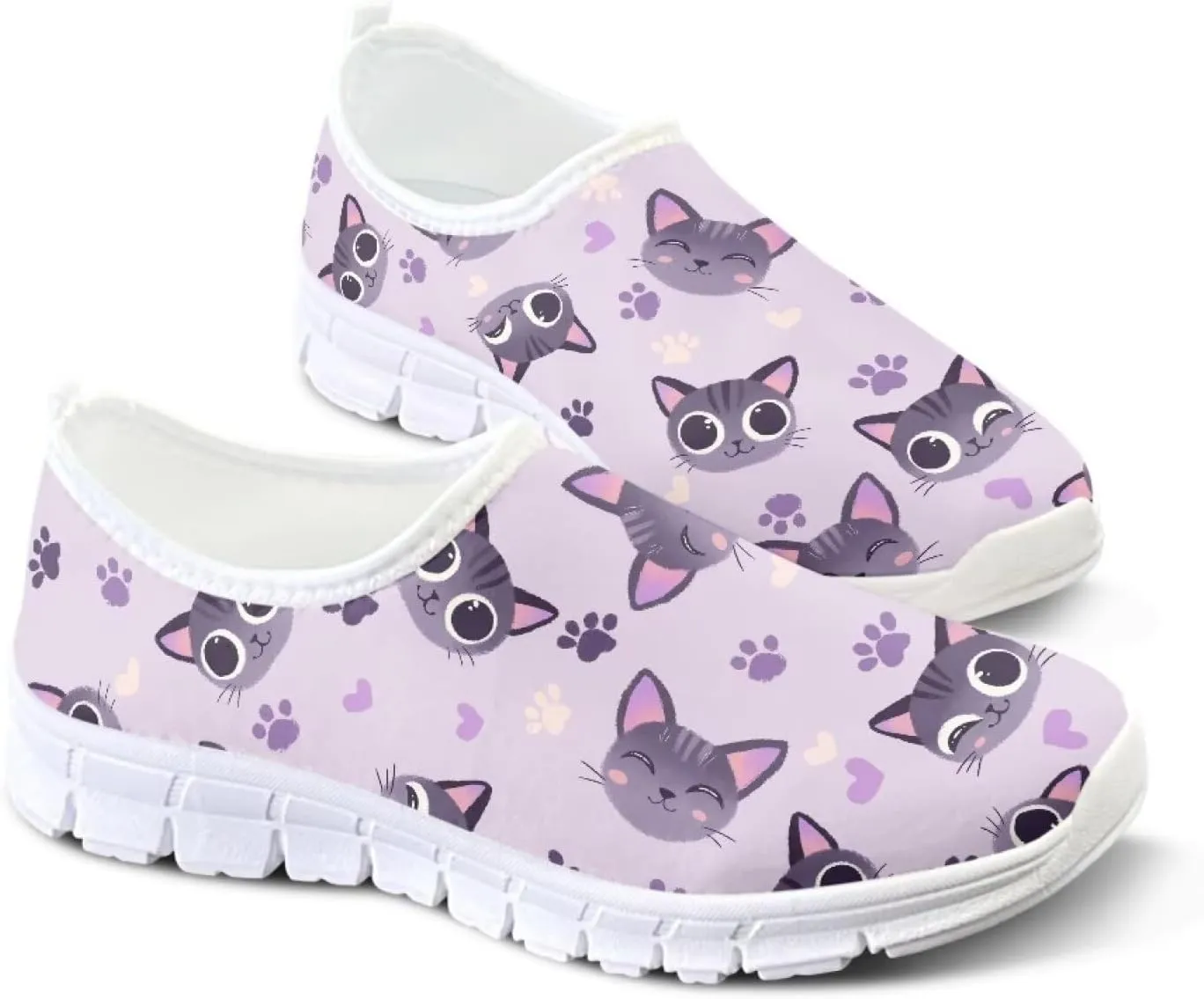 Womens Slip On Walking Shoes Non Slip Fashion Sneakers Breathable Workout Shoes Lightweight Gym Loafers White Sole