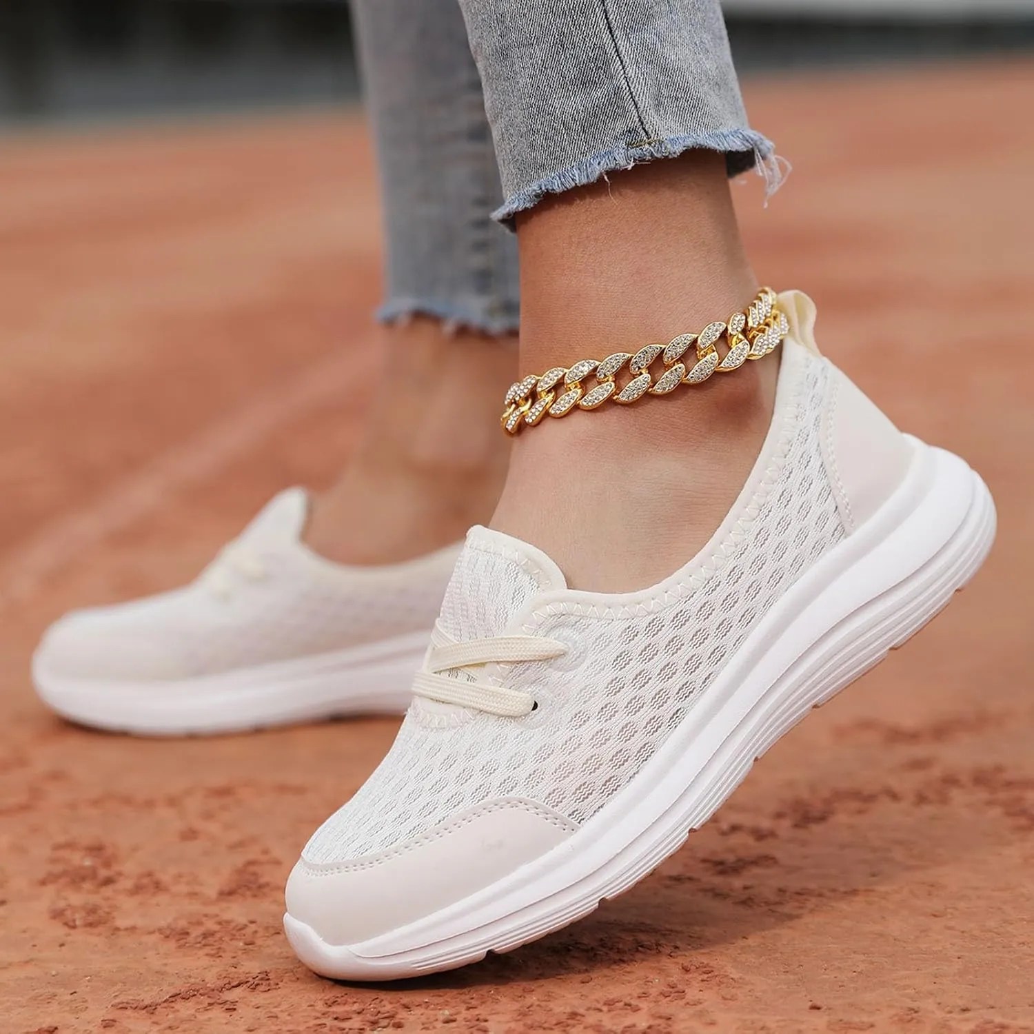 Women's Sneakers Lightweight Slip On Sport Shoes Arch Support Orthopedic Shoes Slip-On Walking Shoes Flat Loafer