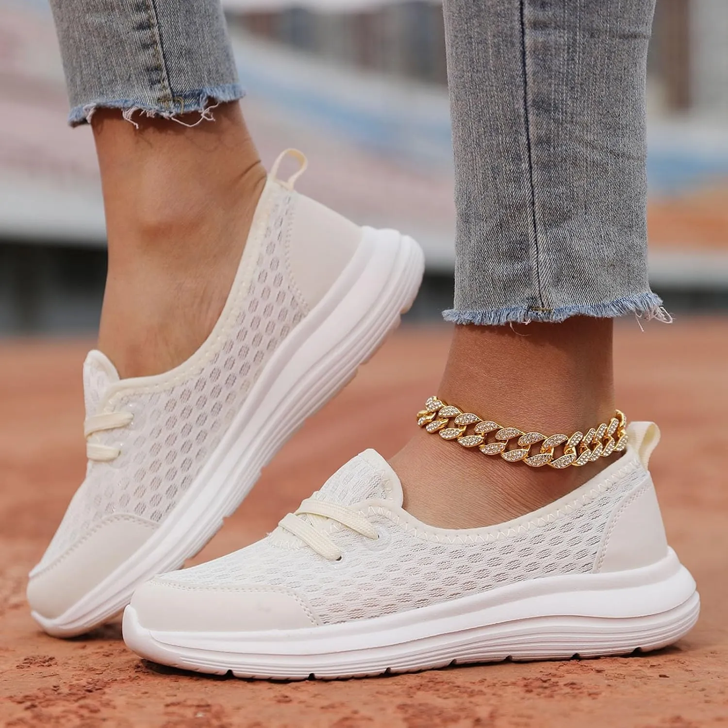 Women's Sneakers Lightweight Slip On Sport Shoes Arch Support Orthopedic Shoes Slip-On Walking Shoes Flat Loafer