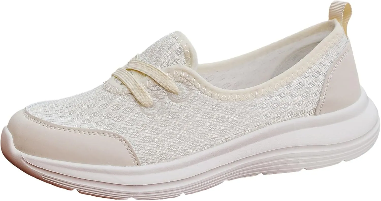 Women's Sneakers Lightweight Slip On Sport Shoes Arch Support Orthopedic Shoes Slip-On Walking Shoes Flat Loafer
