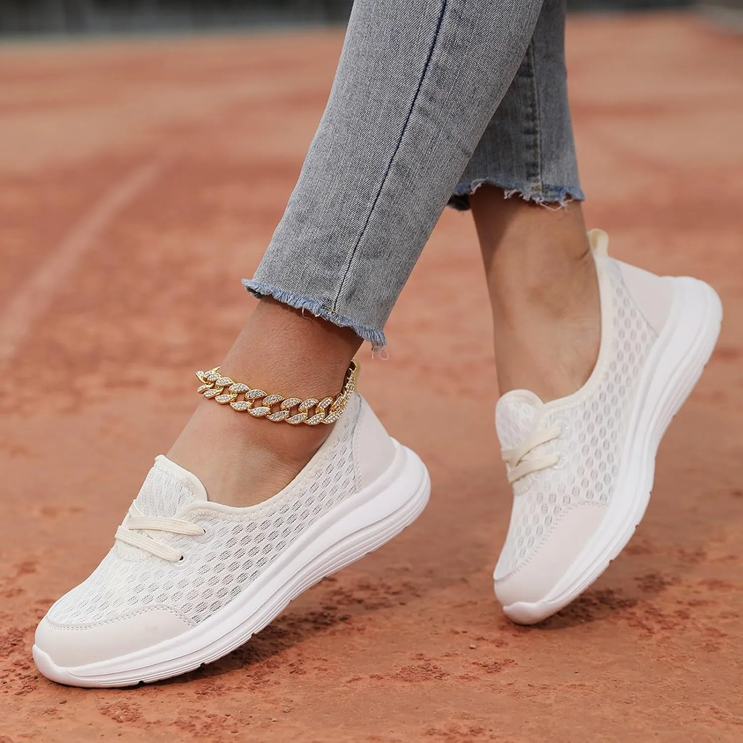 Women's Sneakers Lightweight Slip On Sport Shoes Arch Support Orthopedic Shoes Slip-On Walking Shoes Flat Loafer