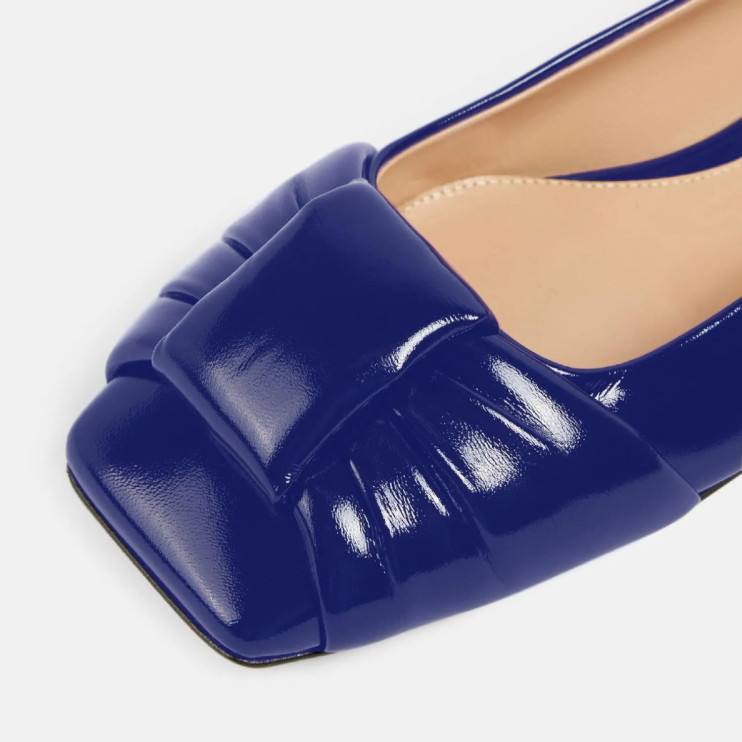 Women's Square Toe Ballet Flats Comfort Slip On Closed Toe Dressy Flats Fashion Patent Ruched Knot Evening Wedding Work Low Heel Shoes for Ladies