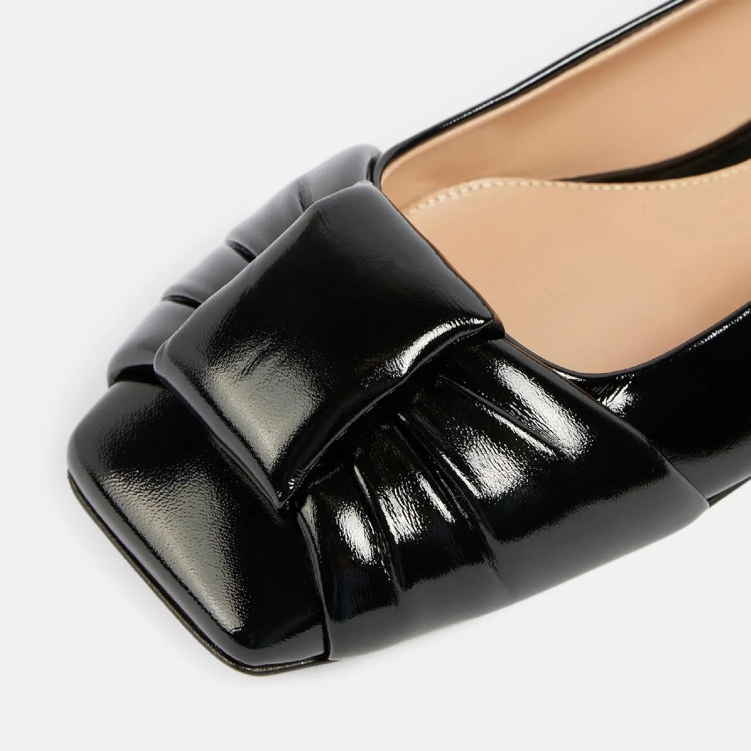 Women's Square Toe Ballet Flats Comfort Slip On Closed Toe Dressy Flats Fashion Patent Ruched Knot Evening Wedding Work Low Heel Shoes for Ladies