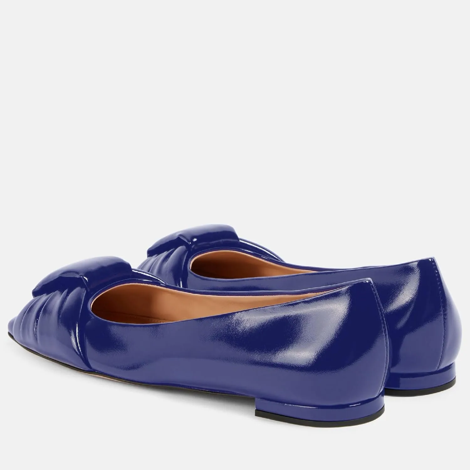 Women's Square Toe Ballet Flats Comfort Slip On Closed Toe Dressy Flats Fashion Patent Ruched Knot Evening Wedding Work Low Heel Shoes for Ladies