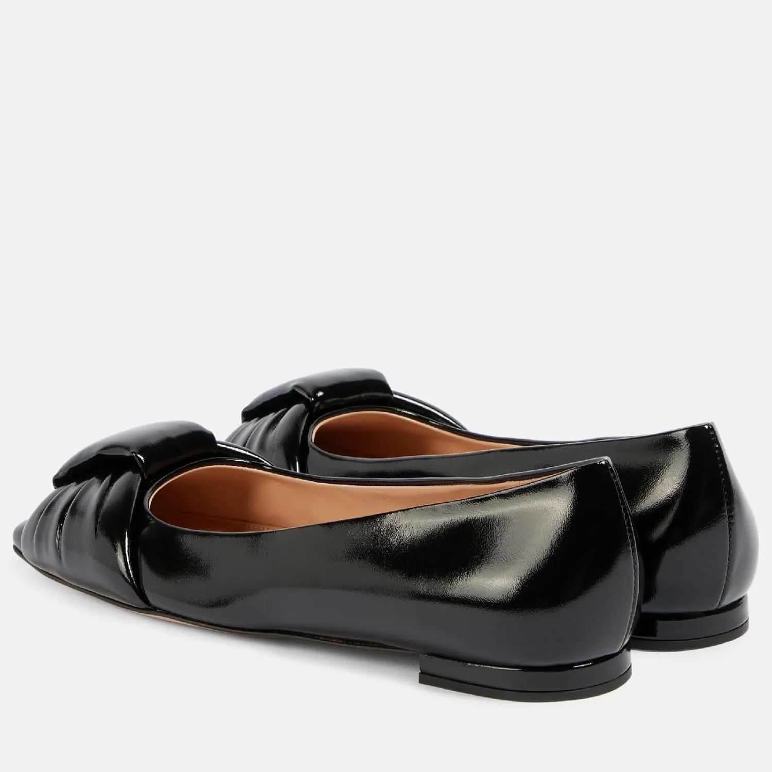 Women's Square Toe Ballet Flats Comfort Slip On Closed Toe Dressy Flats Fashion Patent Ruched Knot Evening Wedding Work Low Heel Shoes for Ladies