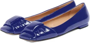 Women's Square Toe Ballet Flats Comfort Slip On Closed Toe Dressy Flats Fashion Patent Ruched Knot Evening Wedding Work Low Heel Shoes for Ladies