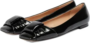 Women's Square Toe Ballet Flats Comfort Slip On Closed Toe Dressy Flats Fashion Patent Ruched Knot Evening Wedding Work Low Heel Shoes for Ladies