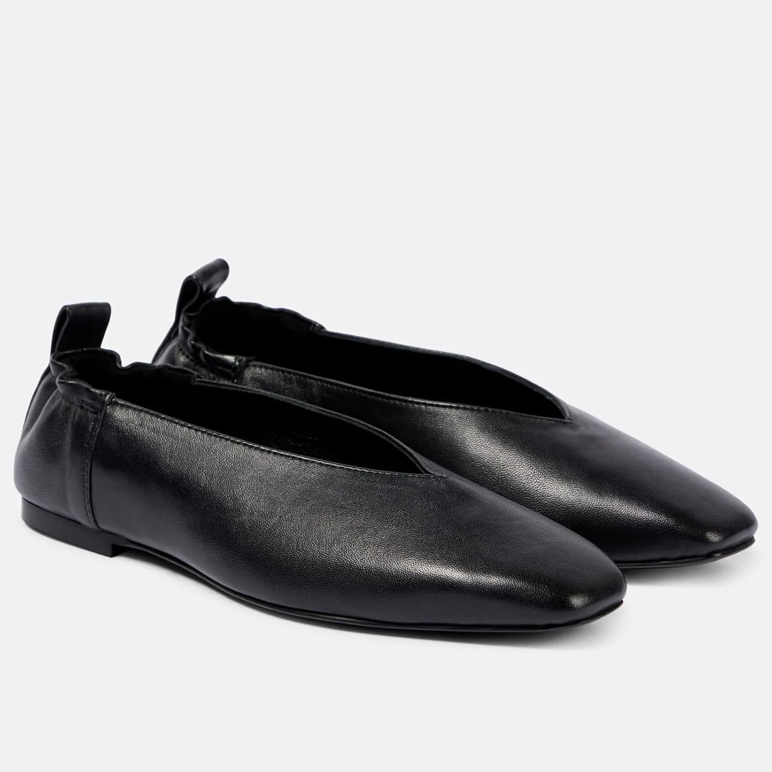 Women's Square Toe Ruched Suede/Matte Leather Ballet Flats Fashion V Shaped Silhouette Slip On Office Dressy Flats for Women
