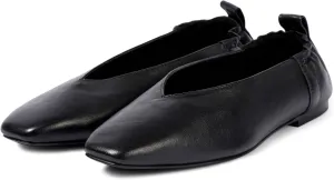 Women's Square Toe Ruched Suede/Matte Leather Ballet Flats Fashion V Shaped Silhouette Slip On Office Dressy Flats for Women