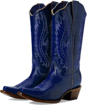 Women's Vintage Embroidered Rivet Block Heel Cowgirl Mid Calf Western Boots Fashion Studded Square Toe Pull On Chunky Heel Cowboy Knee High Boots for Women