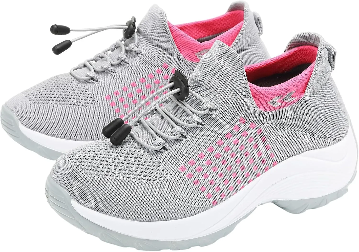 Womens Walking Shoes Sneakers with Arch Support Orthopedic Comfortable Slip On Trainers for Plantar Fasciitis Air Cushion Breathable Lightweight Ladies Athletic Shoe Thick Bottom