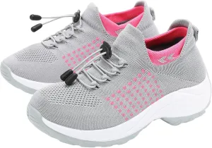 Womens Walking Shoes Sneakers with Arch Support Orthopedic Comfortable Slip On Trainers for Plantar Fasciitis Air Cushion Breathable Lightweight Ladies Athletic Shoe Thick Bottom