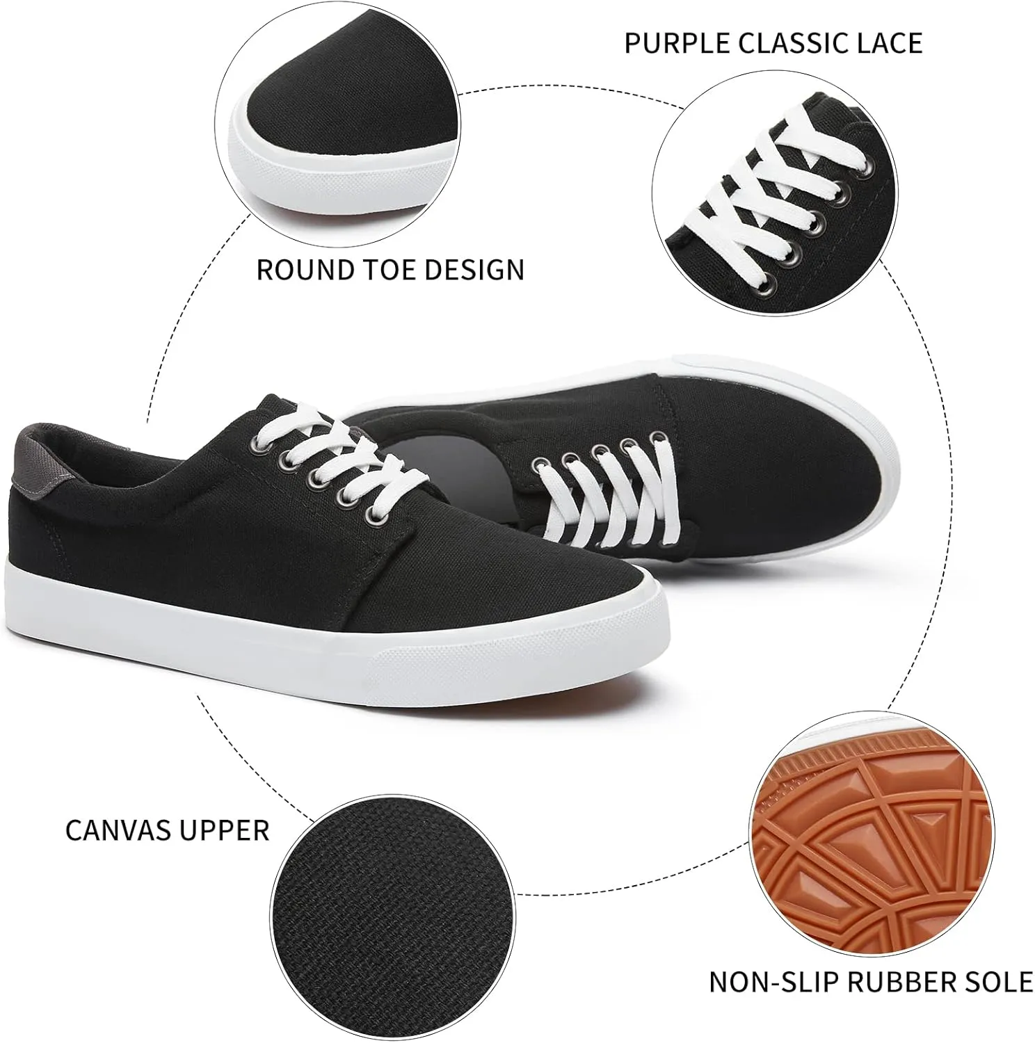 yageyan Mens Canvas Shoes Low top Sneakers Black Fashion Mens Casual Shoes