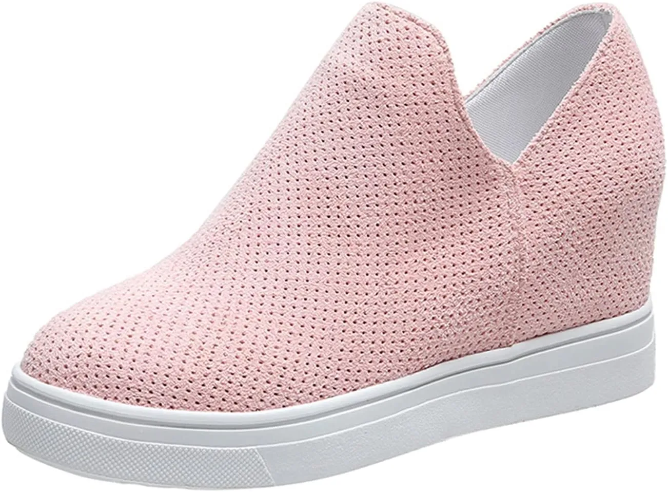 ZBYY Women's Wedge Canvas Sneakers Hidden Heel Platform Wedge Booties Breathable Wedgie Walking Slip on Flats Shoes