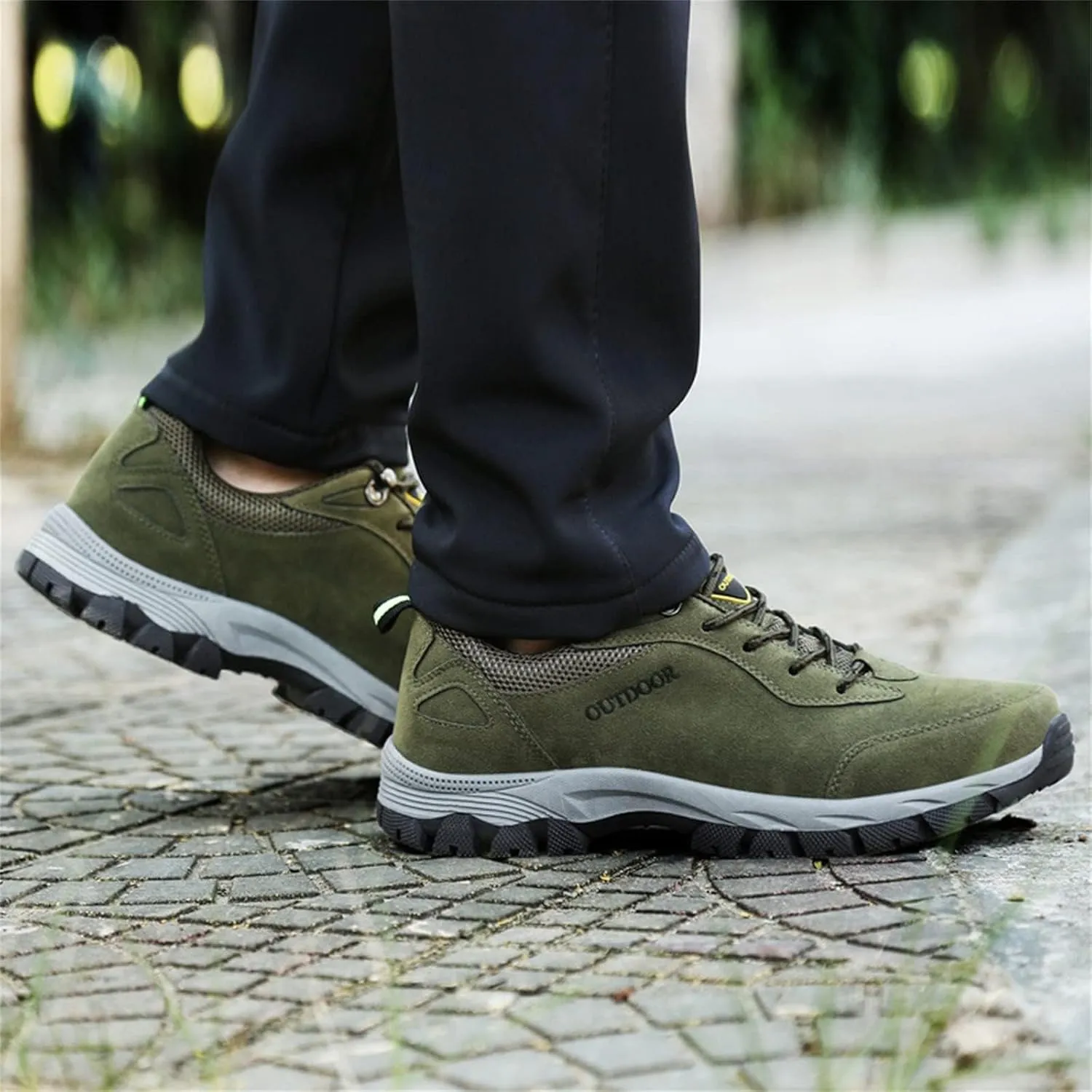 ZDLJYL Men's Waterproof Hiking Shoes Suede Low-Top Hiking Shoes for Lightweight Outdoor Trailing Trekking Camping Walking